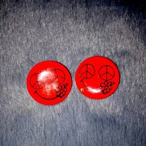 Red and black 80s style earrings
